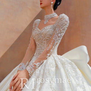 Luxurious Princess Ball Gown Wedding Dress with Long Train