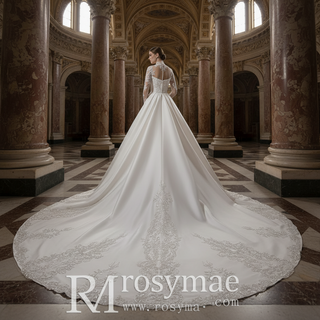 Long Sleeve Sparkly Mermaid Wedding Dress with Train
