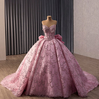 Luxurious Pink Princess Quinceañera Sweet 16 Dress with Crystal Beading - Rosymae