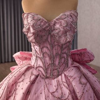 Luxurious Pink Princess Quinceañera Sweet 16 Dress with Crystal Beading - Rosymae