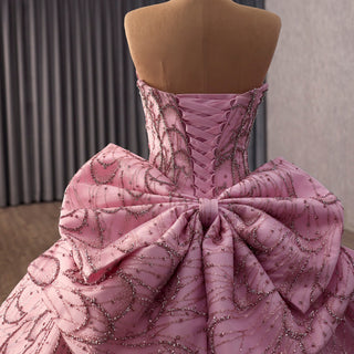 Luxurious Pink Princess Quinceañera Sweet 16 Dress with Crystal Beading - Rosymae