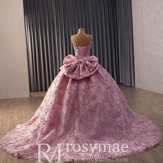 Luxurious Pink Princess Quinceañera Sweet 16 Dress with Crystal Beading - Rosymae