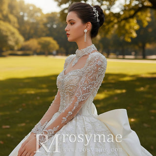 Luxurious Princess Ball Gown Wedding Dress with Long Train - Rosymae