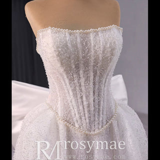 Luxury A-line Sparkly Wedding Dress with Detachable Bowknot - Rosymae