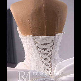 Luxury A-line Sparkly Wedding Dress with Detachable Bowknot - Rosymae