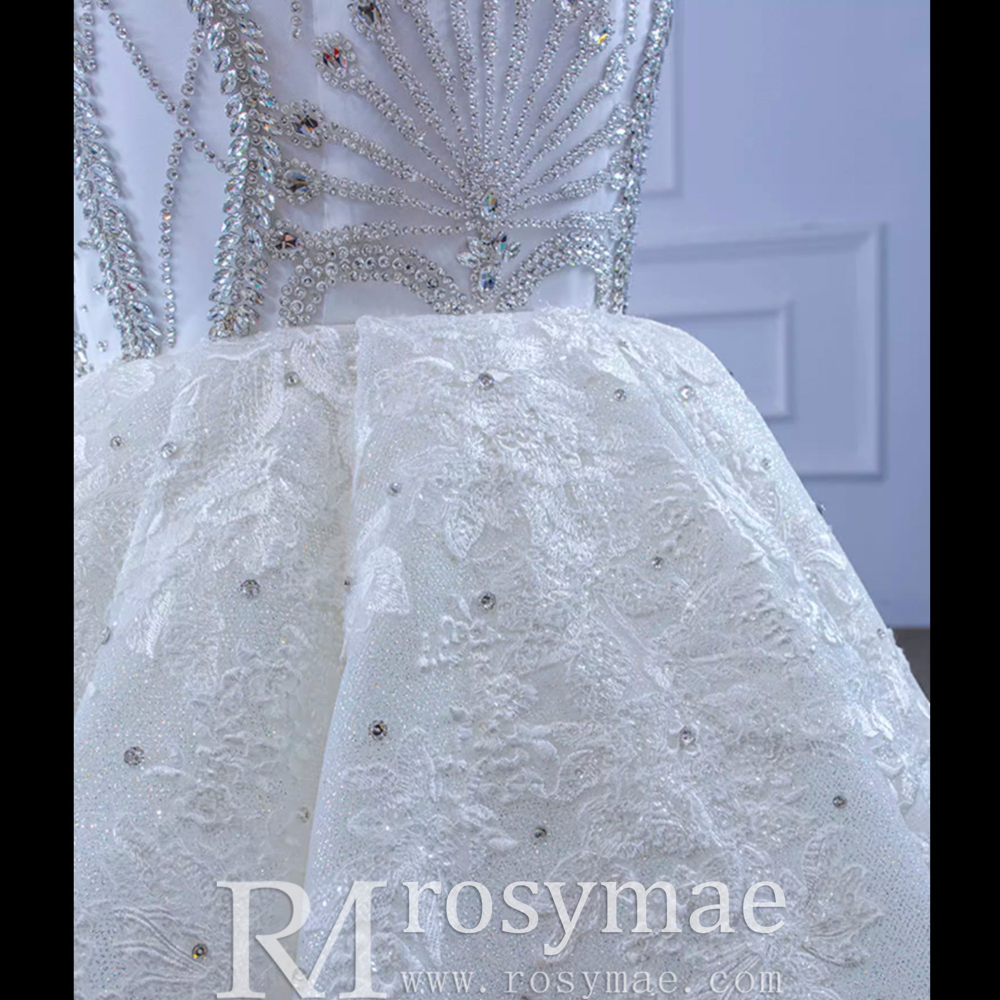 Luxury Beaded Lace Mermaid Wedding Dress with Off the Shoulder - Rosymae