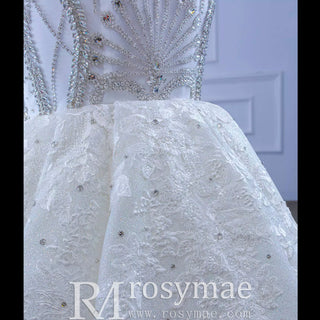 Luxury Beaded Lace Mermaid Wedding Dress with Off the Shoulder - Rosymae