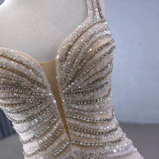 Luxury Beaded Trumpet Wedding Dresswith Spaghetti Strap Formal Gown - Rosymae