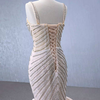 Luxury Beaded Trumpet Wedding Dresswith Spaghetti Strap Formal Gown - Rosymae