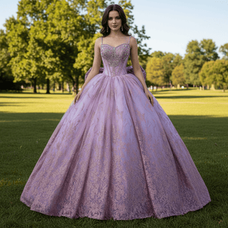 Luxury Candy Pink Quinceañera Gown with Glitter Tulle & Rhinestone Embellishments - Rosymae
