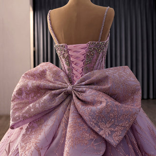 Luxury Candy Pink Quinceañera Gown with Glitter Tulle & Rhinestone Embellishments - Rosymae