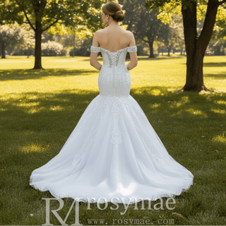 Luxury Handmade Pearl Wedding Dress with Detachable Skirt - Rosymae