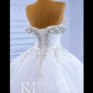 Luxury Handmade Pearl Wedding Dress with Detachable Skirt - Rosymae