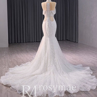 Luxury Mermaid Beaded Wedding Dress Elegant Bridal Gowns - Rosymae