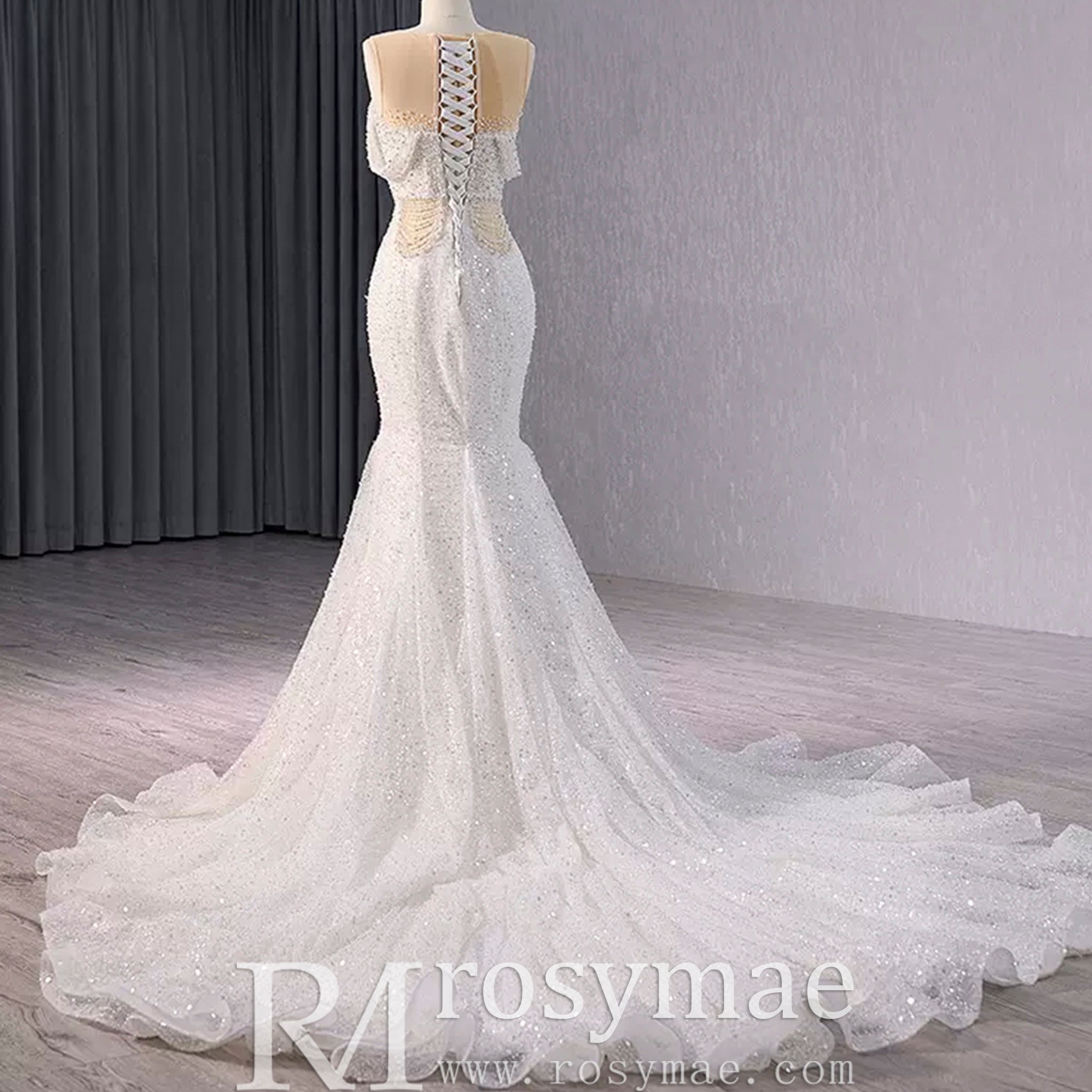 Luxury Mermaid Beaded Wedding Dress Elegant Bridal Gowns - Rosymae
