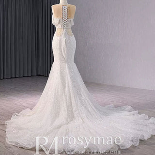 Luxury Mermaid Beaded Wedding Dress Elegant Bridal Gowns - Rosymae