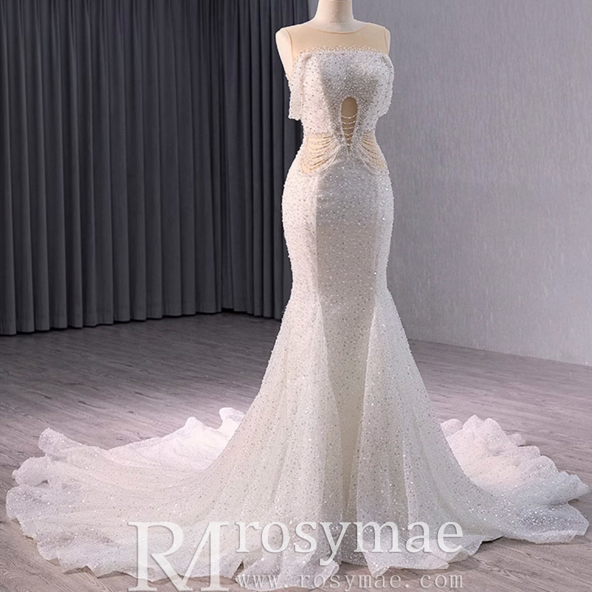 Luxury Mermaid Beaded Wedding Dress Elegant Bridal Gowns - Rosymae