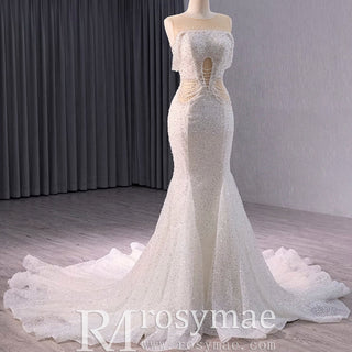 Luxury Mermaid Beaded Wedding Dress Elegant Bridal Gowns - Rosymae
