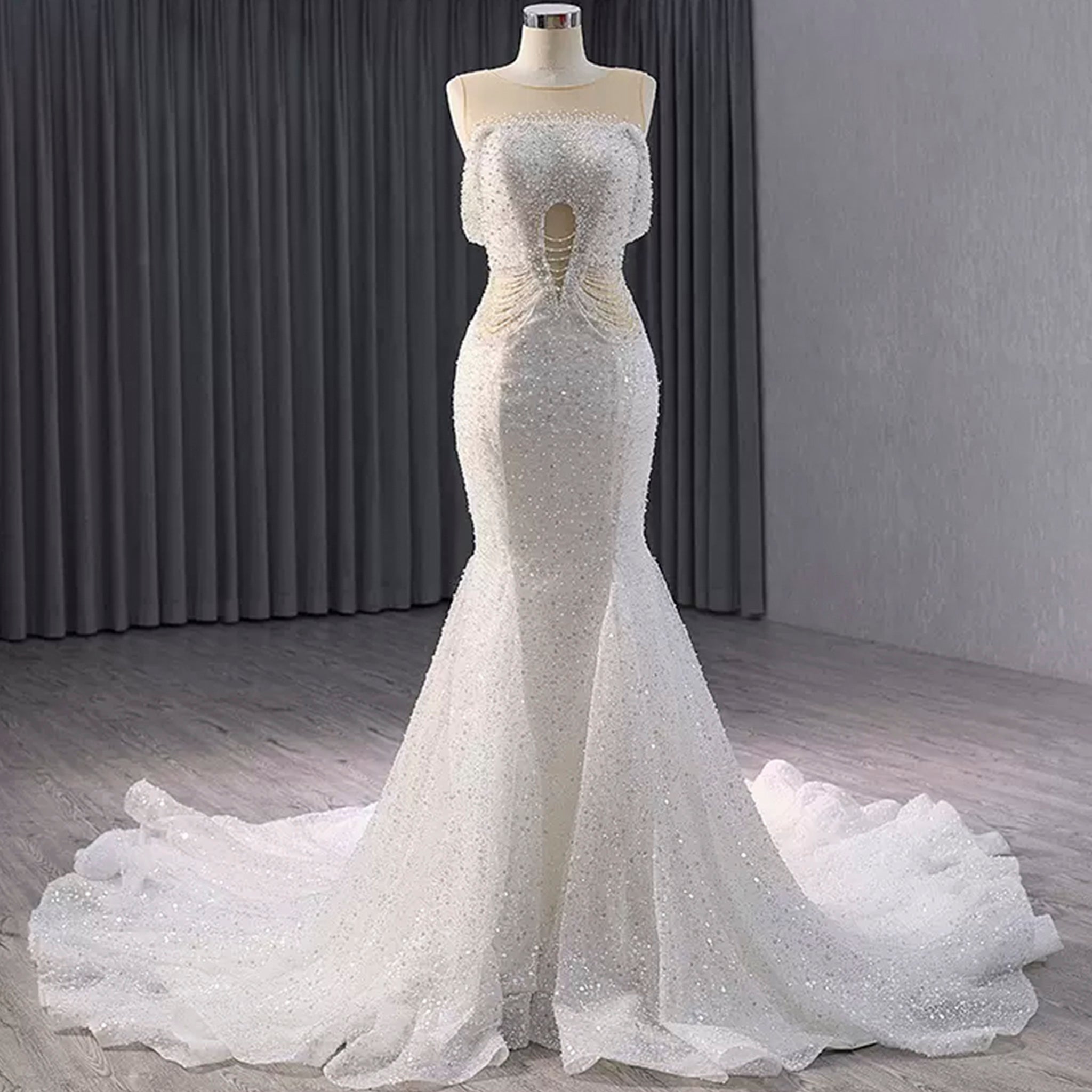 Luxury Mermaid Beaded Wedding Dress Elegant Bridal Gowns - Rosymae