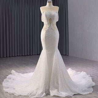 Luxury Mermaid Beaded Wedding Dress Elegant Bridal Gowns - Rosymae