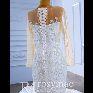 Luxury Mermaid Ruffle Wedding Dress with Long Sleeves - Rosymae