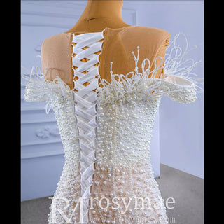 Luxury Mermaid Sequins Beading Pearls Wedding Dress - Rosymae