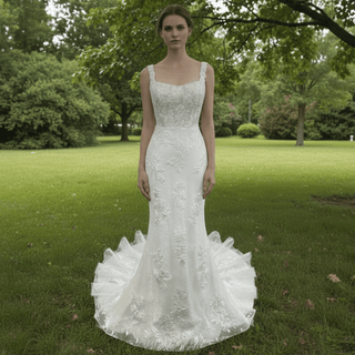 Luxury Mermaid Square Neck Wedding Dresses with Backless - Rosymae