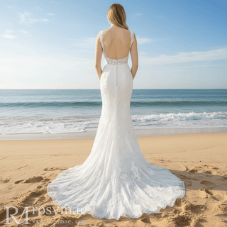 Luxury Mermaid Square Neck Wedding Dresses with Backless - Rosymae