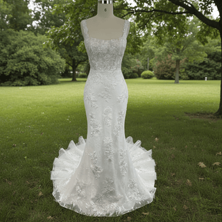 Luxury Mermaid Square Neck Wedding Dresses with Backless - Rosymae