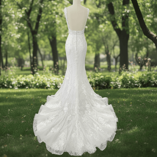 Luxury Mermaid Square Neck Wedding Dresses with Backless - Rosymae