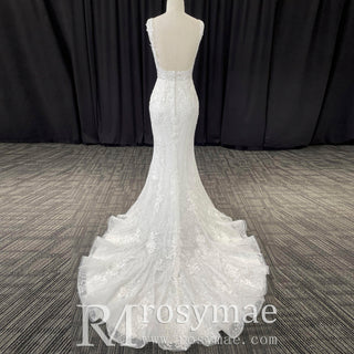 Luxury Mermaid Square Neck Wedding Dresses with Backless - Rosymae