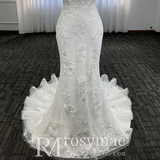 Luxury Mermaid Square Neck Wedding Dresses with Backless - Rosymae