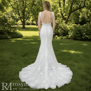Luxury Mermaid Square Neck Wedding Dresses with Backless - Rosymae