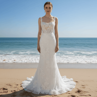 Luxury Mermaid Square Neck Wedding Dresses with Backless - Rosymae