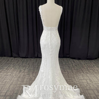 Luxury Mermaid Square Neck Wedding Dresses with Backless - Rosymae
