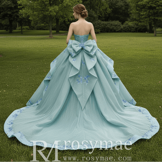 Luxury Mint Green Handmade Glitter Sequins Ball Gown Quinceanera Dress - Rosymae