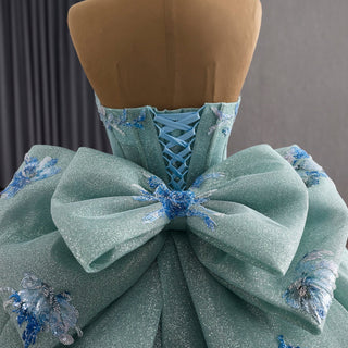Luxury Mint Green Handmade Glitter Sequins Ball Gown Quinceanera Dress - Rosymae