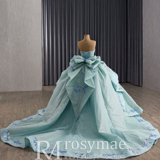 Luxury Mint Green Handmade Glitter Sequins Ball Gown Quinceanera Dress - Rosymae