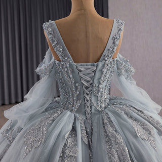 Luxury Off Shoulder Basque Waist Quinceanera Dress with Long Sleeve - Rosymae