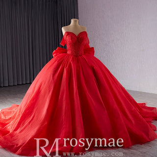 luxury Off-the-Shoulder Quinceanera Dress Pink Ball Gown Formal Gown - Rosymae