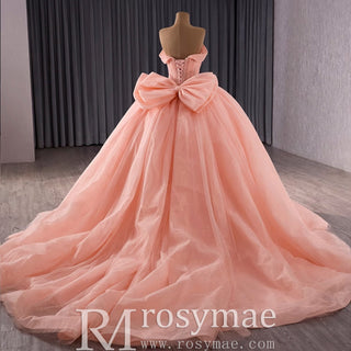 luxury Off-the-Shoulder Quinceanera Dress Pink Ball Gown Formal Gown - Rosymae