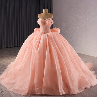 luxury Off-the-Shoulder Quinceanera Dress Pink Ball Gown Formal Gown - Rosymae