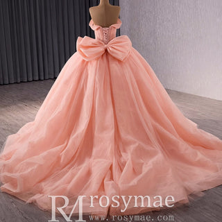 luxury Off-the-Shoulder Quinceanera Dress Pink Ball Gown Formal Gown - Rosymae