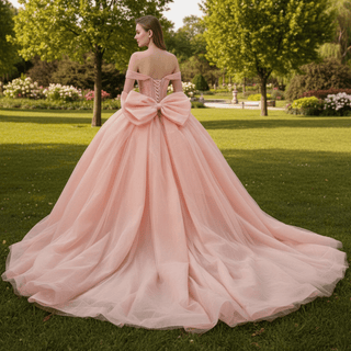 luxury Off-the-Shoulder Quinceanera Dress Pink Ball Gown Formal Gown - Rosymae