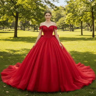 luxury Off-the-Shoulder Quinceanera Dress Pink Ball Gown Formal Gown - Rosymae