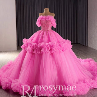 luxury Quinceanera Dress Beaded Ball Gown with Off the Shoulder - Rosymae