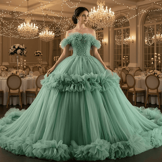 luxury Quinceanera Dress Beaded Ball Gown with Off the Shoulder - Rosymae
