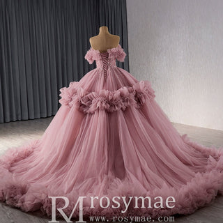 luxury Quinceanera Dress Beaded Ball Gown with Off the Shoulder - Rosymae