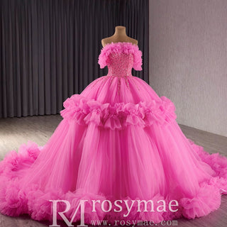 luxury Quinceanera Dress Beaded Ball Gown with Off the Shoulder - Rosymae