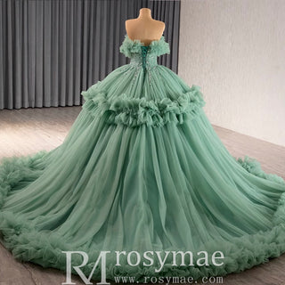 luxury Quinceanera Dress Beaded Ball Gown with Off the Shoulder - Rosymae